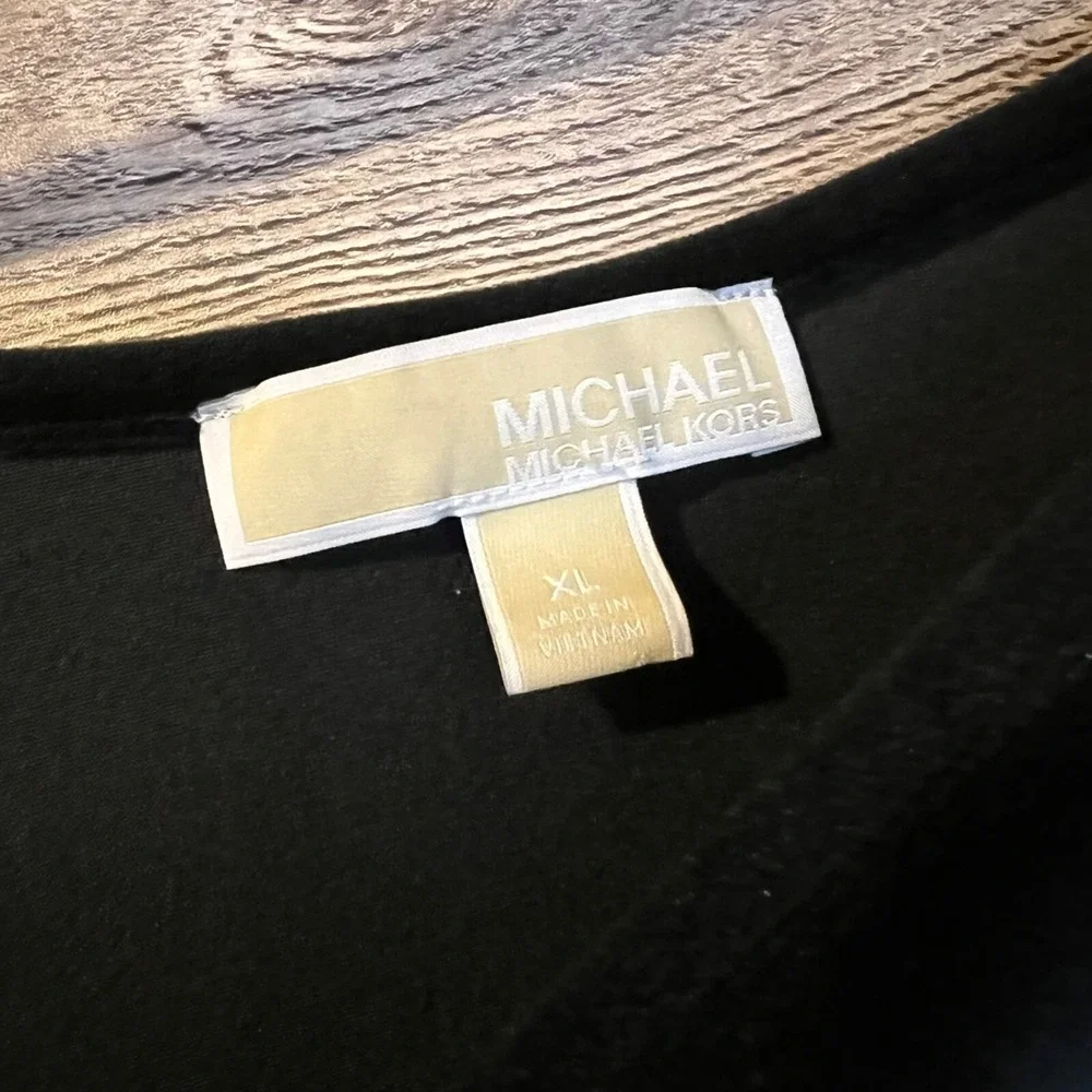 Michael‎ Kors Women's Black Velour Sweatshirt XL Minimalist Classic